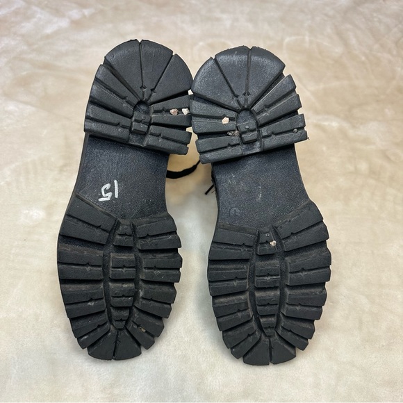 Olivia Miller Black Lace Up Faux Leather Combat Boots Size 7 - Picture 8 of 12